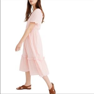 Madewell Gingham Tiered Midi Dress 
Baby Pink XL